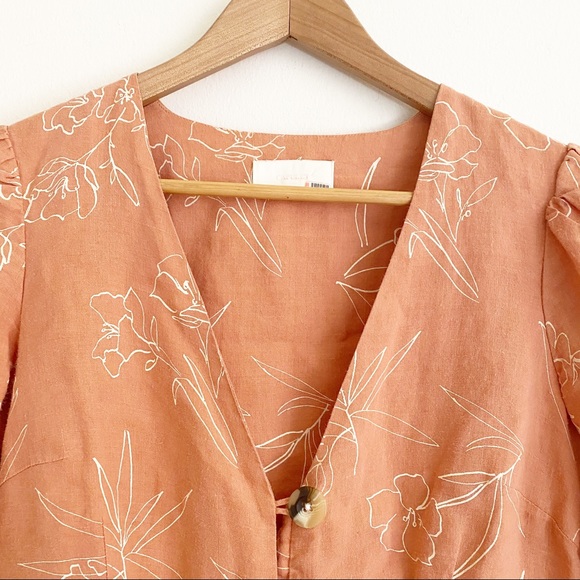 Capulet Isalina Oleander Floral Printed Linen Cropped Jumpsuit Coral S NWOT - Picture 5 of 16